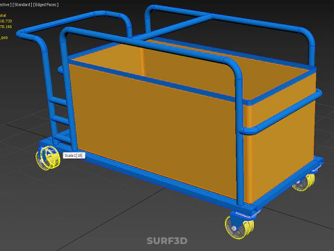 HOSPITAL HOTEL LAUNDRY TRANSPORT CART TROLLEY BASKET CLOTHESLINE 3D Model