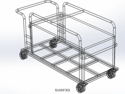 HOSPITAL HOTEL LAUNDRY TRANSPORT CART TROLLEY BASKET CLOTHESLINE 3D Model