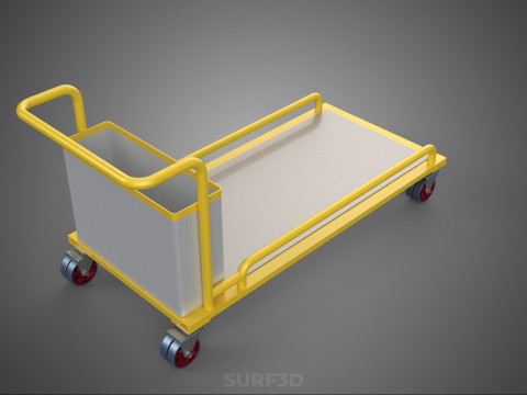 空港手荷物ユーティリティフラットベッド貨物輸送カートトロリーバッグ 3Dモデル