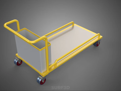 AIRPORT BAGGAGE UTILITY FLATBED CARGO TRANSPORT CART TROLLEY BAG 3D Model