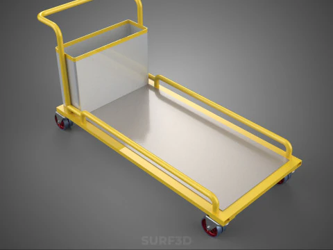 AIRPORT BAGGAGE UTILITY FLATBED CARGO TRANSPORT CART TROLLEY BAG 3D Model