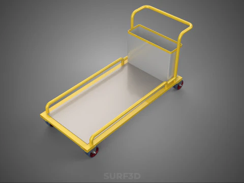 AIRPORT BAGGAGE UTILITY FLATBED CARGO TRANSPORT CART TROLLEY BAG 3D Model