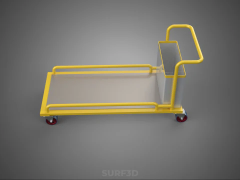 AIRPORT BAGGAGE UTILITY FLATBED CARGO TRANSPORT CART TROLLEY BAG 3D Model