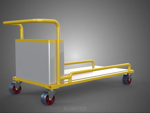 AIRPORT BAGGAGE UTILITY FLATBED CARGO TRANSPORT CART TROLLEY BAG 3D Model