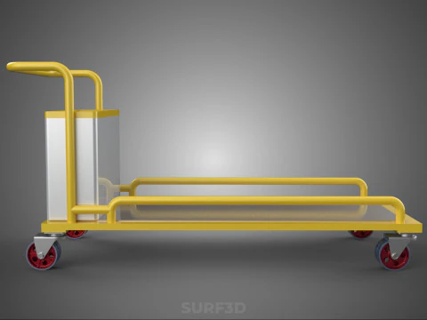 AIRPORT BAGGAGE UTILITY FLATBED CARGO TRANSPORT CART TROLLEY BAG 3D Model