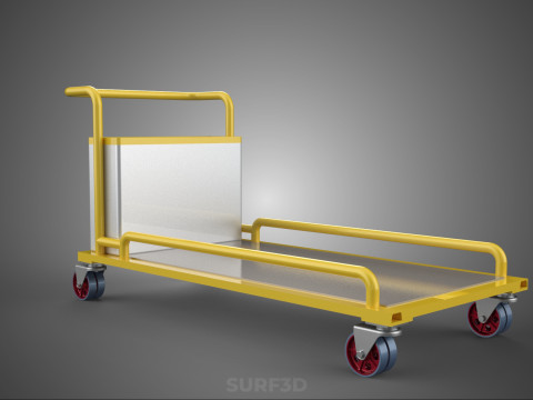 空港手荷物ユーティリティフラットベッド貨物輸送カートトロリーバッグ 3Dモデル