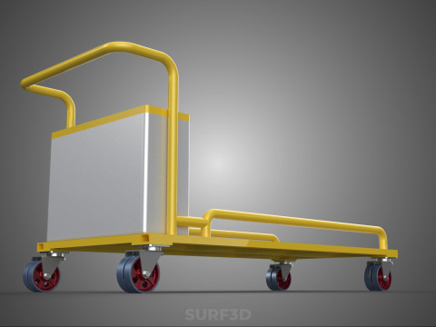 空港手荷物ユーティリティフラットベッド貨物輸送カートトロリーバッグ 3Dモデル