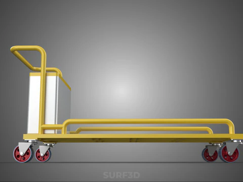 AIRPORT BAGGAGE UTILITY FLATBED CARGO TRANSPORT CART TROLLEY BAG 3D Model