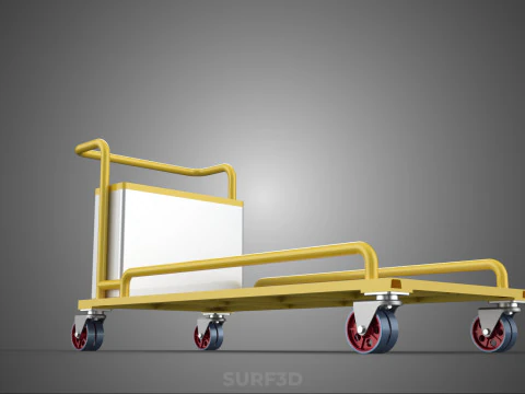 AIRPORT BAGGAGE UTILITY FLATBED CARGO TRANSPORT CART TROLLEY BAG 3D Model