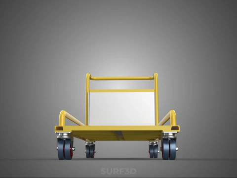 AIRPORT BAGGAGE UTILITY FLATBED CARGO TRANSPORT CART TROLLEY BAG 3D Model