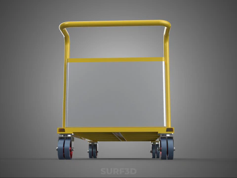 AIRPORT BAGGAGE UTILITY FLATBED CARGO TRANSPORT CART TROLLEY BAG 3D Model