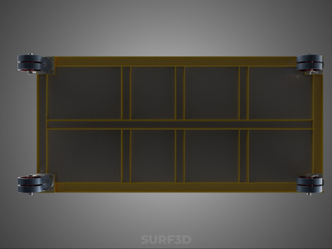 空港手荷物ユーティリティフラットベッド貨物輸送カートトロリーバッグ 3Dモデル