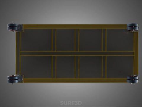 AIRPORT BAGGAGE UTILITY FLATBED CARGO TRANSPORT CART TROLLEY BAG 3D Model