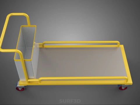 AIRPORT BAGGAGE UTILITY FLATBED CARGO TRANSPORT CART TROLLEY BAG 3D Model