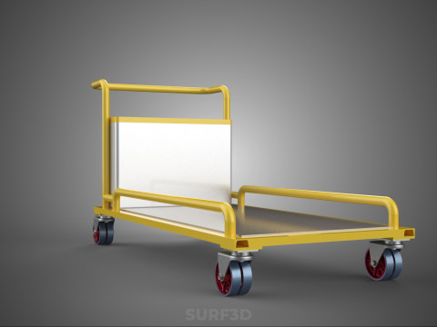 空港手荷物ユーティリティフラットベッド貨物輸送カートトロリーバッグ 3Dモデル