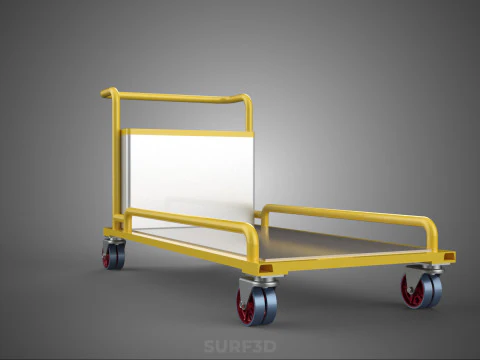 AIRPORT BAGGAGE UTILITY FLATBED CARGO TRANSPORT CART TROLLEY BAG 3D Model