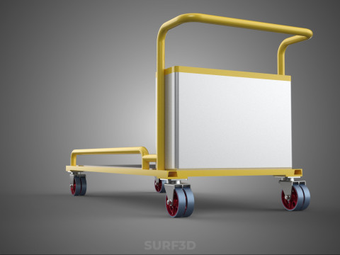 空港手荷物ユーティリティフラットベッド貨物輸送カートトロリーバッグ 3Dモデル