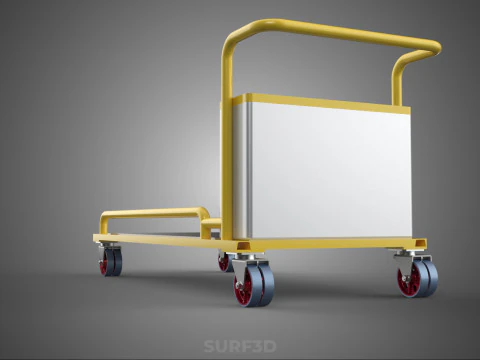 AIRPORT BAGGAGE UTILITY FLATBED CARGO TRANSPORT CART TROLLEY BAG 3D Model