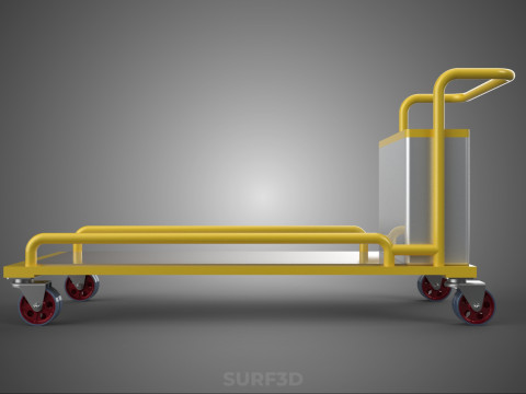 空港手荷物ユーティリティフラットベッド貨物輸送カートトロリーバッグ 3Dモデル