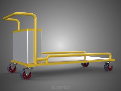 空港手荷物ユーティリティフラットベッド貨物輸送カートトロリーバッグ 3Dモデル