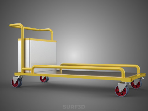 空港手荷物ユーティリティフラットベッド貨物輸送カートトロリーバッグ 3Dモデル