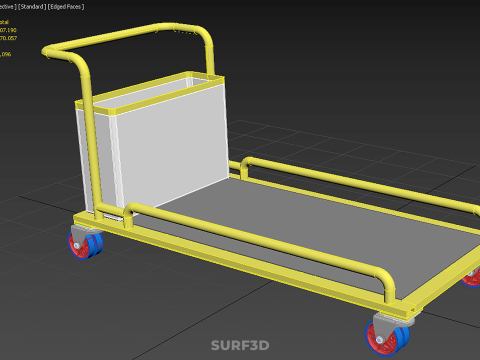 空港手荷物ユーティリティフラットベッド貨物輸送カートトロリーバッグ 3Dモデル