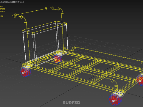 空港手荷物ユーティリティフラットベッド貨物輸送カートトロリーバッグ 3Dモデル