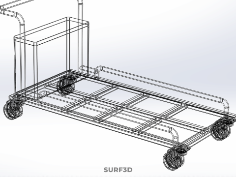 空港手荷物ユーティリティフラットベッド貨物輸送カートトロリーバッグ 3Dモデル