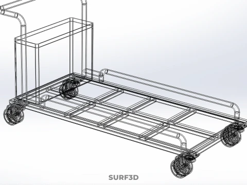 AIRPORT BAGGAGE UTILITY FLATBED CARGO TRANSPORT CART TROLLEY BAG 3D Model