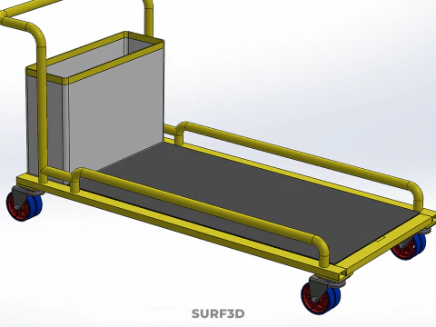 AIRPORT BAGGAGE UTILITY FLATBED CARGO TRANSPORT CART TROLLEY BAG 3D Model
