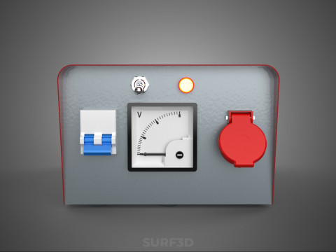 विद्युत विद्युत आपूर्ति नियंत्रण पैनल सॉकेट नियामक आउटलेट वीए 3D मॉडल