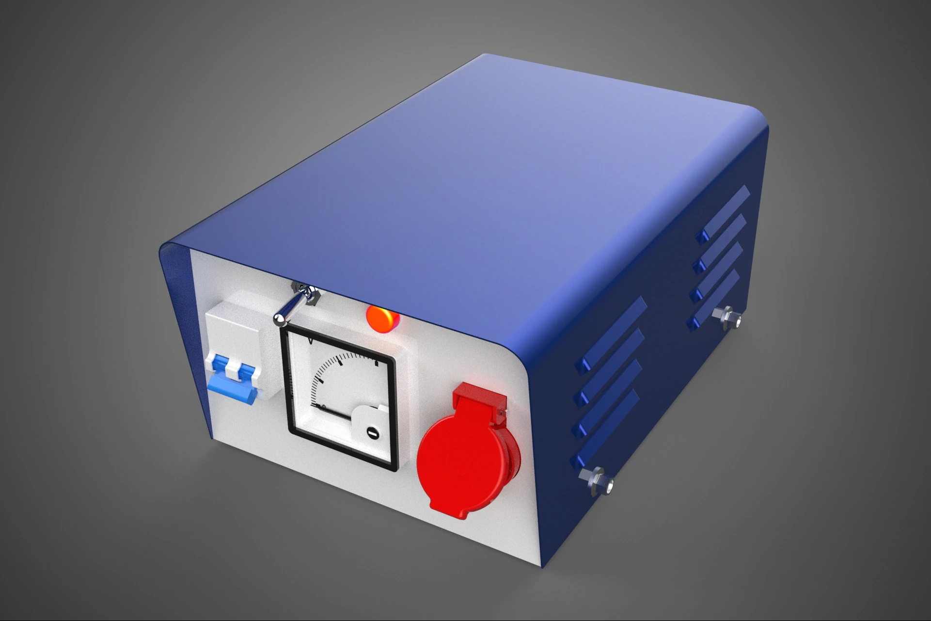 TRANSFORMER CONTROL PANEL VOLTAGE REGULATOR BOX AC DC POWER PSU 3D Model .c4d .max .obj .3ds .fbx .stl .blend 