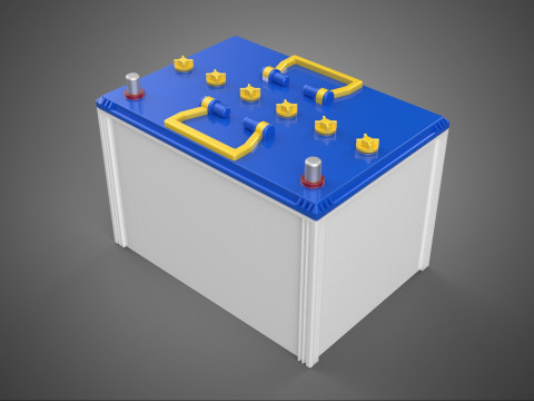 STANDARD BLUE WHITE ACCU BATTERY ACCUMULATOR VEHICLE VOLT POWER 3D Model
