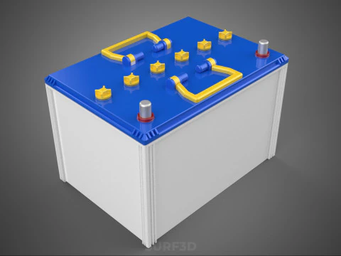 STANDARD BLUE WHITE ACCU BATTERY ACCUMULATOR VEHICLE VOLT POWER 3D Model