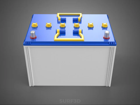 STANDARD BLUE WHITE ACCU BATTERY ACCUMULATOR VEHICLE VOLT POWER 3D Model