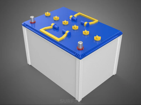 STANDARD BLUE WHITE ACCU BATTERY ACCUMULATOR VEHICLE VOLT POWER 3D Model