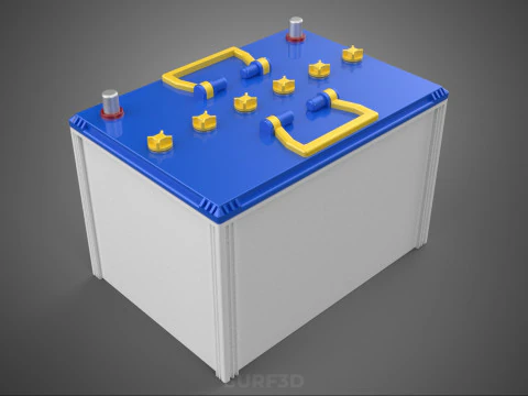 STANDARD BLUE WHITE ACCU BATTERY ACCUMULATOR VEHICLE VOLT POWER 3D Model