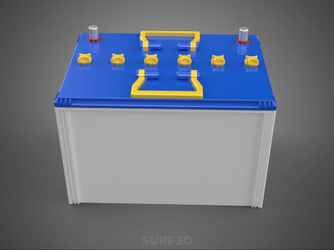STANDARD BLUE WHITE ACCU BATTERY ACCUMULATOR VEHICLE VOLT POWER 3D Model