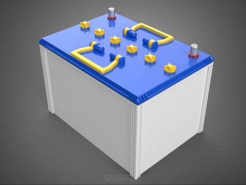 STANDARD BLUE WHITE ACCU BATTERY ACCUMULATOR VEHICLE VOLT POWER 3D Model