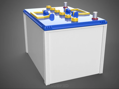 STANDARD BLUE WHITE ACCU BATTERY ACCUMULATOR VEHICLE VOLT POWER 3D Model