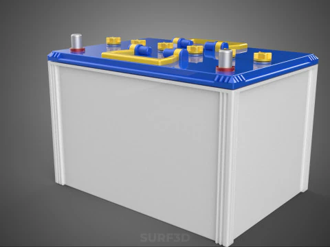 STANDARD BLUE WHITE ACCU BATTERY ACCUMULATOR VEHICLE VOLT POWER 3D Model