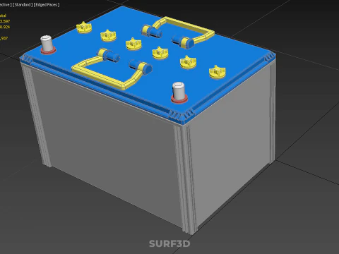STANDARD BLUE WHITE ACCU BATTERY ACCUMULATOR VEHICLE VOLT POWER 3D Model