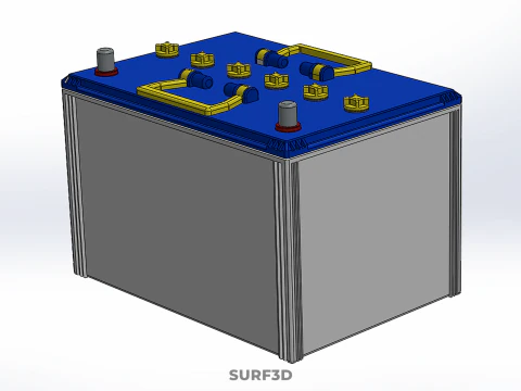STANDARD BLUE WHITE ACCU BATTERY ACCUMULATOR VEHICLE VOLT POWER 3D Model