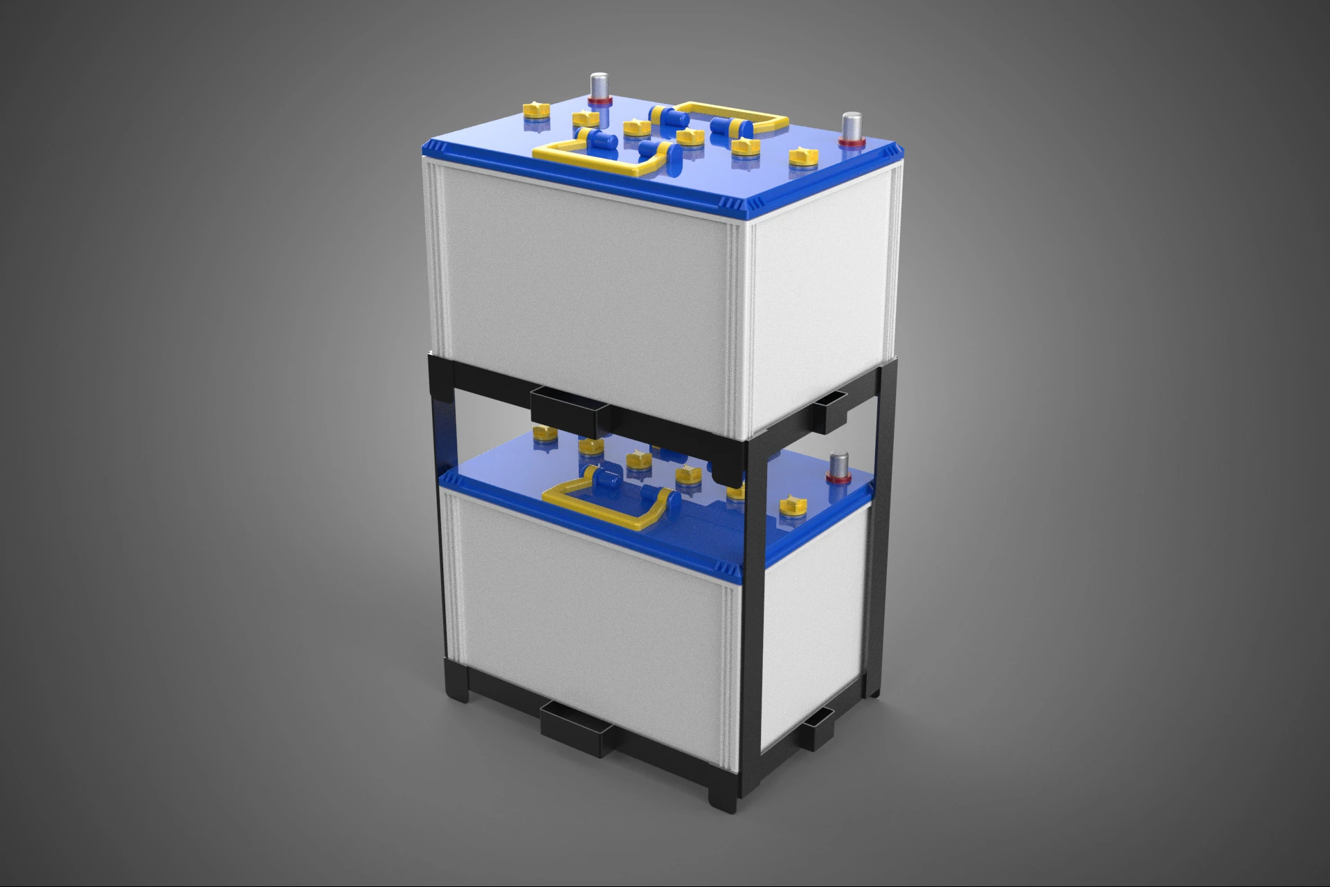 STACKED RACK BRACKET HOLDER CASE MOUNT ACCU BATTERY ACCUMULATOR 3D Model .c4d .max .obj .3ds .fbx .stl .blend 