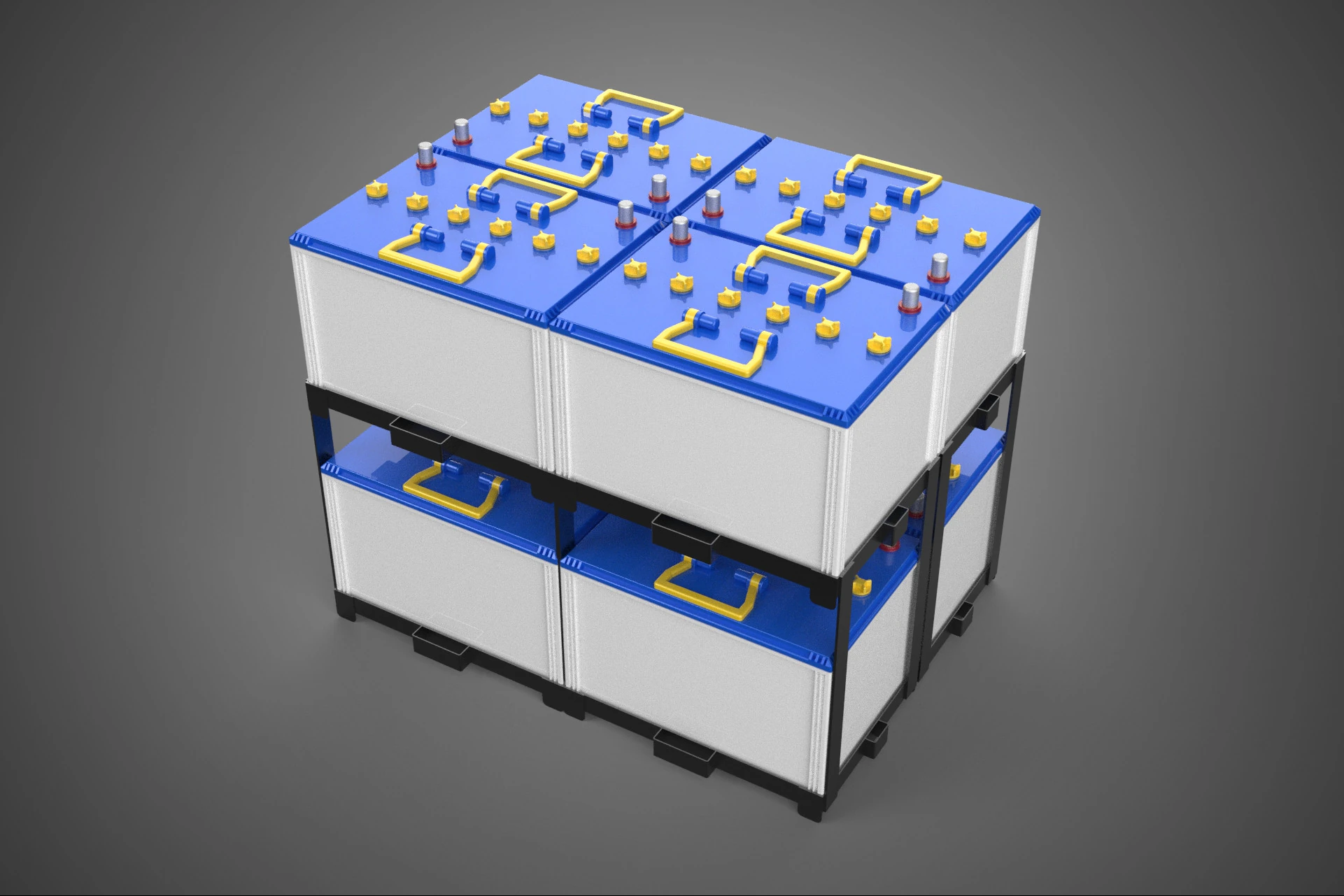 ARRAY SERIES PARALLEL ACCU BATTERY STACK TRAY RACK BRACKET MOUNT 3D Model .c4d .max .obj .3ds .fbx .stl .blend 