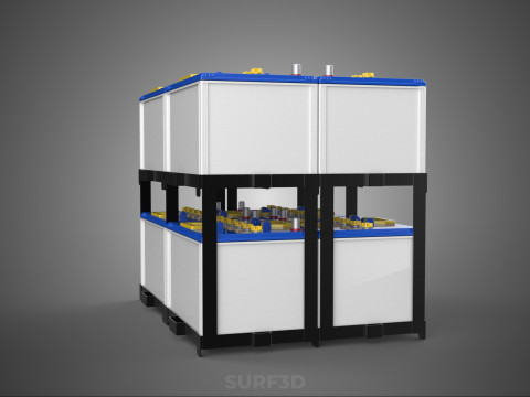 SERIA ARRAY R&Oacute;WNOLEGŁY ZESTAW AKUMULATOR&Oacute;W TACA MONTAŻ WSPORNIKA W SKOKU Model 3D