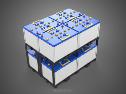 SERIA ARRAY R&Oacute;WNOLEGŁY ZESTAW AKUMULATOR&Oacute;W TACA MONTAŻ WSPORNIKA W SKOKU Model 3D