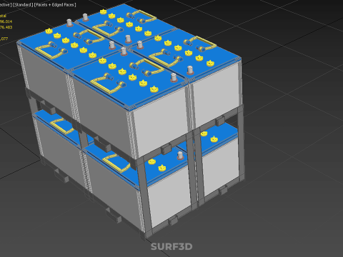 SERIA ARRAY R&Oacute;WNOLEGŁY ZESTAW AKUMULATOR&Oacute;W TACA MONTAŻ WSPORNIKA W SKOKU Model 3D