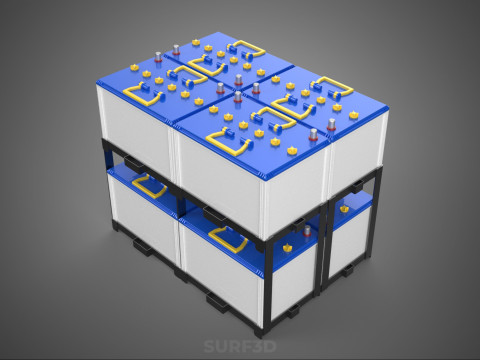 SERIA ARRAY R&Oacute;WNOLEGŁY ZESTAW AKUMULATOR&Oacute;W TACA MONTAŻ WSPORNIKA W SKOKU Model 3D