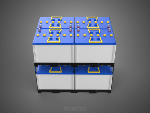 SERIA ARRAY R&Oacute;WNOLEGŁY ZESTAW AKUMULATOR&Oacute;W TACA MONTAŻ WSPORNIKA W SKOKU Model 3D